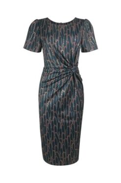 Đầm kiểu trung niên cổ tròn nhún eo chất liệu thun cotton 3649/4.363