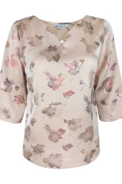 Áo kiểu Hạnh cổ lá trầu kết hạt tay lửng chất liệu cotton 4430/4.591