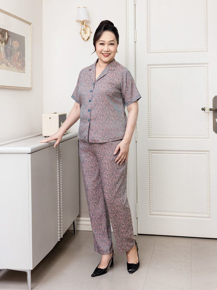 Hạnh Bộ đồ mặc nhà, tay ngắn, họa tiết hoa bát tiên 0437/5.188 - Ảnh 2